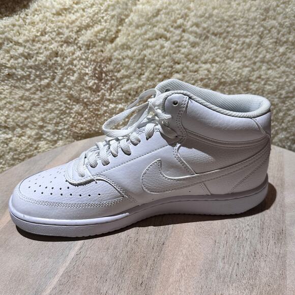 Nike Shoes - Nike Court Vision Mid Top Triple White Sneakers Womans Size 10 Shoes CD5436-100